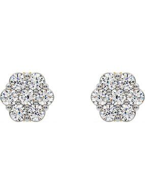 Lab Grown Diamond Flower Stud Earrings for Women, 0.25-2 Ct, 7 Stone Design